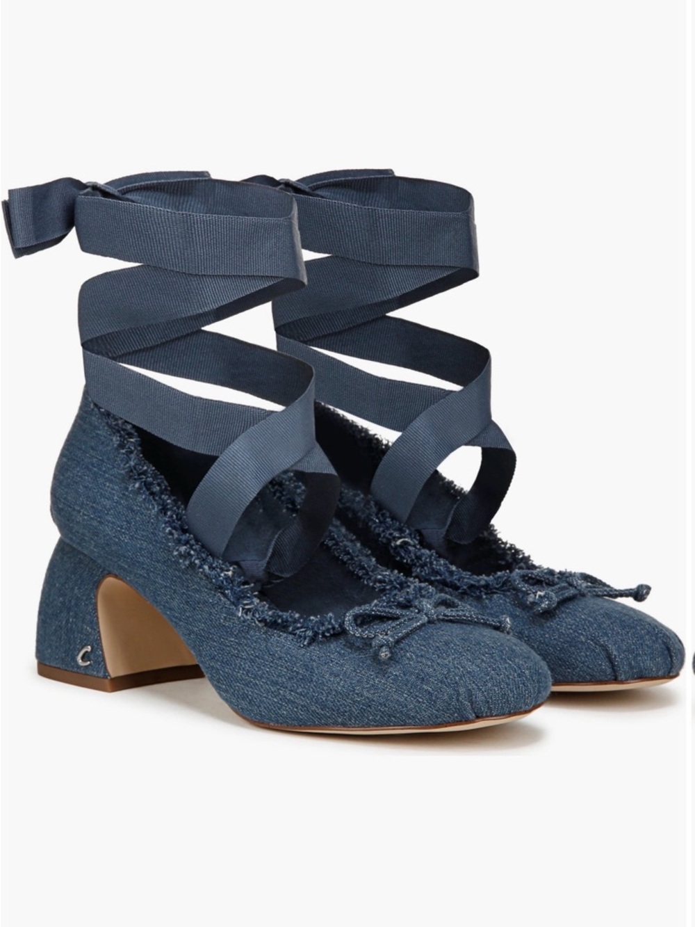 Circus by Sam Edelman Denim Ankle-Tie Block Heel Pumps - Navy